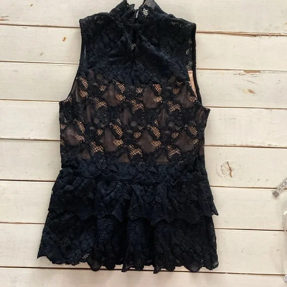 Peplum Cut Out Top in Black, Nightcap, 2 - Picture 5 of 8